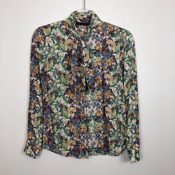 Zara Tops - Zara Woman Button Down Floral Blouse Size XS
